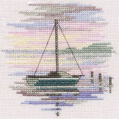 Produktbild von Bothy Threads Kreuzstich-Set "Menuette - Segelboot", 10x10cm, DWMIN11A, Zählmuster