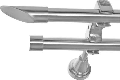 Produktbild von Edelstahl Look Gardinenstange Ø 20mm Wandträger 2-läufig zweiläufig Wandbefestigung Schräge H60 E32E30 RR