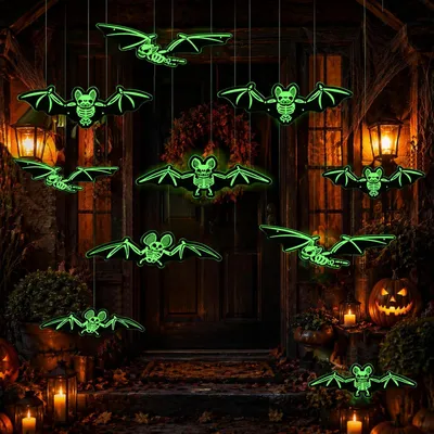 Image de 24 chauves-souris lumineuses à suspendre, décoration d'Halloween