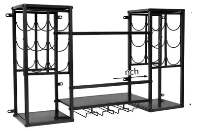 Produktbild von Wandmontierter Weingestell, Modernes Design, Robuste Eisenkonstruktion, Schwarz