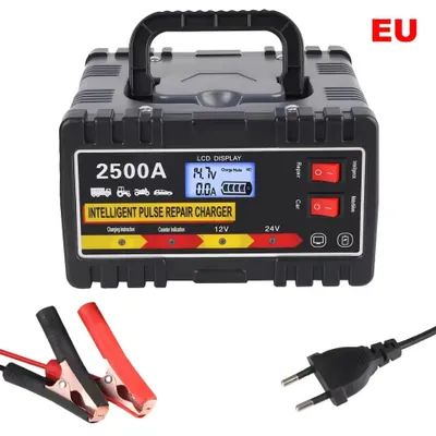 Produktbild von Autobatterie-Ladegerät - Intelligente Pulsreparatur - Für Bleiakkus - LCD-Display - 6 A/24 V und 8 A/12 V - 220 W - Schwarz
