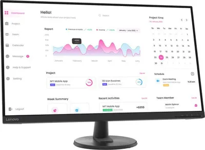 Produktbild von Lenovo D32-40 Monitor 31.5 Zoll Full HD (1920x1080) VA Schwarz, 60Hz, 4ms, HDMI, DisplayPort, 3.5mm Klinke, VESA 100x100, Flimmerfrei, Blaulichtfilter, 178° Blickwinkel