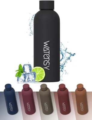 Obrázek produktu pro Sportovní láhev RVS 500 ml, bez BPA, nepropustná, udržuje nápoje studené po dobu 24 hodin a teplé po dobu 12 hodin, černá