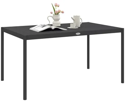 Productafbeelding van Tuintafel, buitentafel, weerbestendig, aluminium, 145 x 90 x 74 cm, donkergrijs