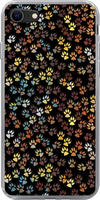 Produktbild von MuchoWow® Handyhülle Schutzhülle Hülle für Telefoonhoesje iPhone 8 Muster - Hunde - Pfoten - Jungen - Mädchen - Kinder - Kinder Silikon Softcase Handy Hülle - Schutzhaube