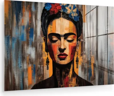 Produktbild von MuchoWow Glasbilder - Bilder auf Wandbild - Foto auf Glas Porträt - Frau - Blumen 90x60 cm Wanddekoration aus Glas - Acrylglasbild - Acrylbilder - Wandmalerei auf Glas
