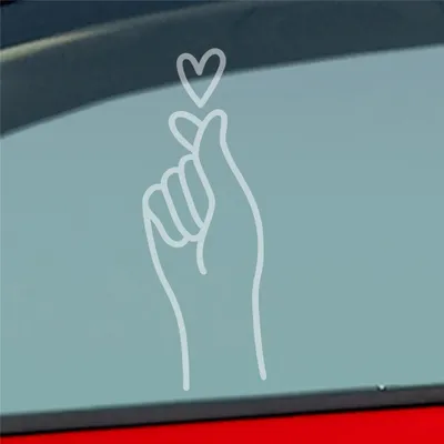 Produktbild von HUURAA! Auto Aufkleber K-POP Finger Heart Fingerherz Fun Sticker Heckscheibenaufkleber Autoaufkleber mit Musik Motiv 7x19cm