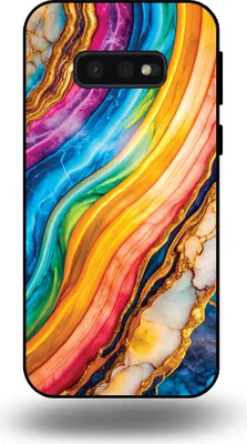 Produktbild von Smartphonica Telefon Fall geeignet für Samsung Galaxy S10E mit Regenbogen Gold Marmor Print - TPU Backcover Fall Regenbogen Gold Marmor Design