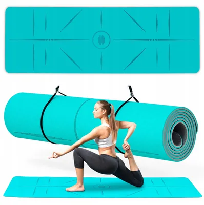 Zdjęcie produktu dla Gruba MATA FITNESS do ćwiczeń TPE JOGA gimnastyczna DWUWARSTWOWA 183x61cm