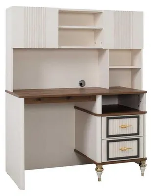 Image de Bureau Table d'ordinateur Beige Meubles de bureau en bois Table Étagères