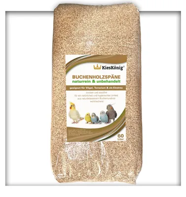 Produktbild von 60 Liter Buchenholzgranulat Vogelsand Bodengrund Terrariensand Einstreu Terrariumsand Tiereinstreu Körnung Medium 1,0 - 2,5 mm