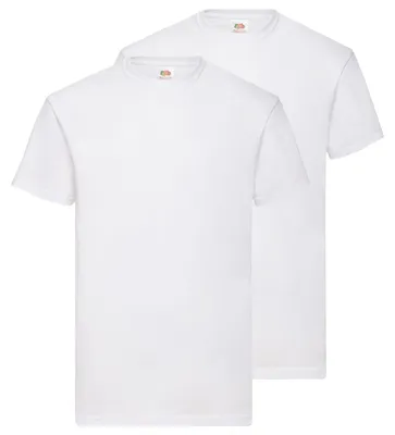 Produktbild von Doppelpack Fruit of the Loom Valueweight T-Shirt + GRATIS MyShirt Stoffbeutel Farbe: weiß Größe: XL