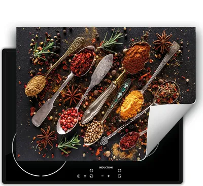 Zdjęcie produktu dla DarHaus Nakładka na kuchenkę 80x52 cm Mata antypoślizgowa zwijana, łyżka - Zioła