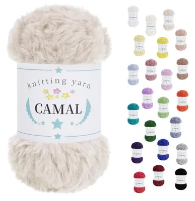 Immagine prodotto di Lana chenille per uncinetto e maglia, 100g / 60m, poliestere, color beige