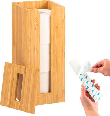 Produktbild von eluno Toilettenpapier Aufbewahrung für 3 Ersatzrollen, eckig, aus Bambus