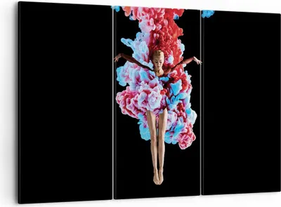 Produktbild von Bild auf Leinwand - Leinwandbild - 3 Teile - Mädchen bunt Rauch - 105x70cm - Wand Bild - Wanddeko - Wandbilder - Leinwanddruck - Bilder - Wanddekoration - Leinwand bilder - Wandbild - CE105x70-4505