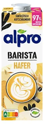 Produktbild von Alpro Barista Oats, Haferdrink, 1000 ml, Oat base (water, oats (10%)), sunflower oil, chicory root fibers, pea protein, acidity regulator..., 59 kcal, 248 kJ, 3 g