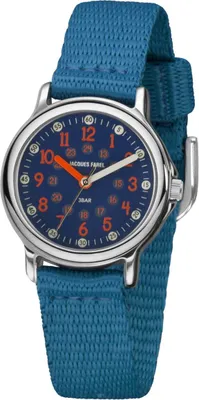 Produktbild von JACQUES FAREL Kinder-Armbanduhr Analog Quarz Jungen Textilband KCF 078 blau