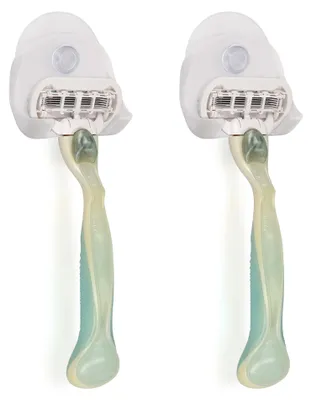 Produktbild von kwmobile 2x Saugnapf Halterung für Rasierer - für Glas und Fliesen - Nassrasierer Saugnapf Halter Set - Wand Haken in Weiß
