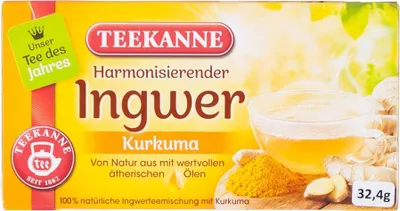 A box of Teekanne Ingwer Kurkuma tea.