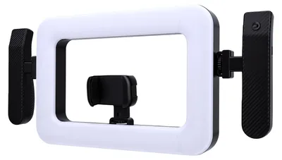 Produktbild von Smartphone Video Rig with Adjustable 2900K-7000K CRI 95+ LED Ring Light Handheld Cell Phone Stabilizer with Selfie Light for Live Streaming Makeup