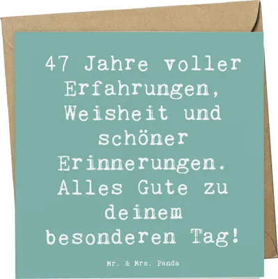 Produktbild von Mr. & Mrs. Panda Klappkarte Spruch 47. Geburtstag - Meeresbrise - Geschenk, Grußkarte, Erinnerungen, Glückwunschkarte, Happy Birthday, Glück, faltkarte, anlasskarte