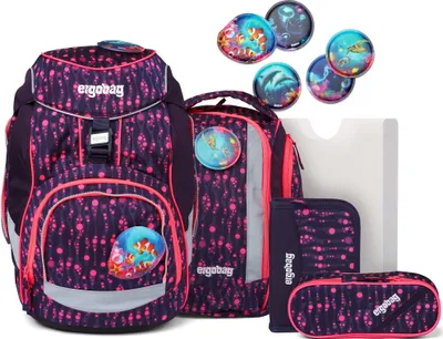 Produktbild von ergobag Schulranzen Lumi-Edition Pack-Set 6-teilig Bärmuda Viereck violett mehrfarbig