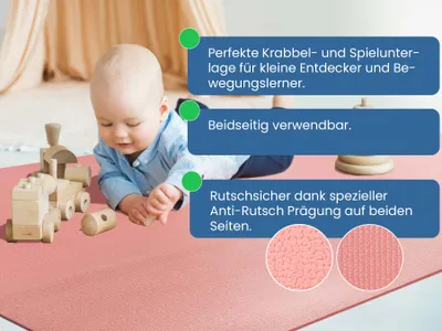 Produktbild von Primaflor Anti-Rutsch Baby Krabbelmatte - Rosa - 120x180cm - polsternde & wasseranweisende Spielmatte