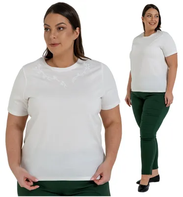 Productafbeelding van Moraj - Damesmode, maat S - Dameskleding, wit - Dames T-shirt - Wit T-shirt, ronde hals