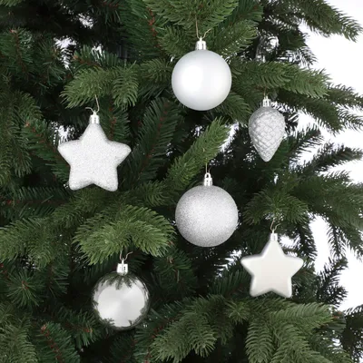 Produktbild von House of Seasons Weihnachtsbaumschmuck Plastik Silber 40 Stück