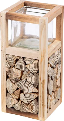 Immagine prodotto di Gilde Windlicht, "Catasta", Holz, naturfarben, VE 3, L. 14 cm, B. 14 cm, H. 30 cm 51747 4063387517475