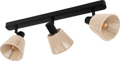 Produktbild von EGLO Deckenlampe 3-flammig Seagard, Deckenstrahler Wohnzimmer, Spot Deckenleuchte aus Stahl in Schwarz, Bast Papier, Wandstrahler mit E14