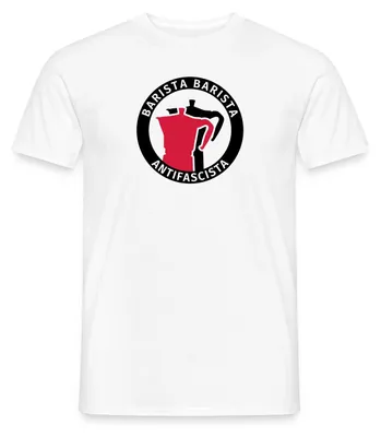 Produktbild von Spreadshirt Barista Barista Antifascista Männer T-Shirt, XL, Weiß