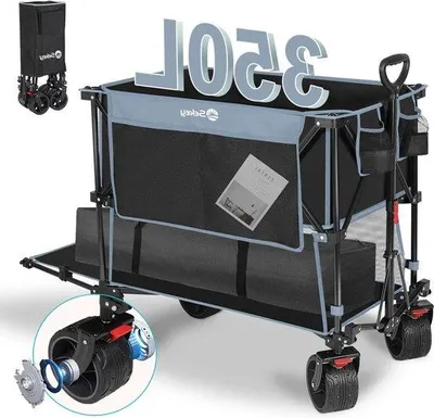 Immagine prodotto di Carrello da spiaggia pieghevole 350 L blu/nero 150 kg