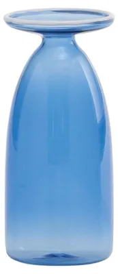 Immagine prodotto di Vasetto artigianale Un Fiore in vetro borosilicato soffiato a mano, capacità 22 cl, colore bluino, design elegante con imboccatura svasata decorata