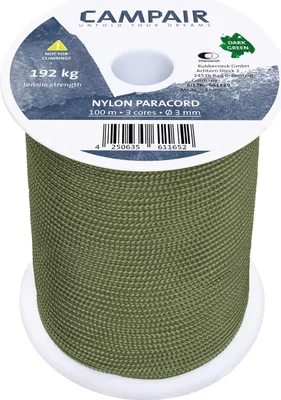 Produktbild von CAMPAIR Paracord Seil 100m reißfest dunkelgrün Fallschirmschnur Camping Leine