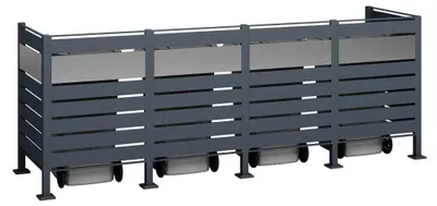 Zdjęcie produktu dla Westmann metalowa obudowa kosza na śmieci Planum 4x240 L antracyt mix 330x90x120 cm