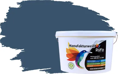 Produktbild von RyFo Colors Bunte Wandfarbe Manufakturweiß Alpenseeblau 10l - weitere Blau Farbtöne und Größen erhältlich, Deckkraft Klasse 1, Nassabrieb Klasse 1