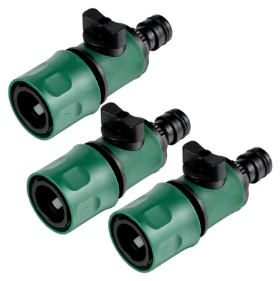 Produktbild von 3 Stück Gartenschlauchkupplung mit Regulierventil, 16mm Wasserschlauch Schnellverbinder, Gartenschlauch Absperrhahn mit Wege Regulierventil für 1/2 Zoll Wasserschläuche