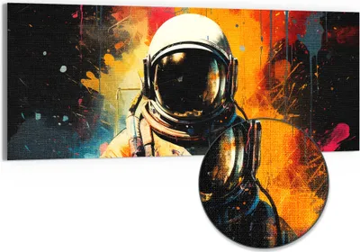 Produktbild von DEQORI Hybrid Leinwand Bild 125x50 cm 'Sternenreisender' Wandbild Glas flach modern
