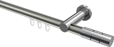 Produktbild von Interdeco Innenlaufstange / Gardinenstange mit Innenlauf Edelstahl-Optik / Chrom, Typ Platon Elanto (Rillenzylinder), 20 mm Ø 1-läufig, 520 cm