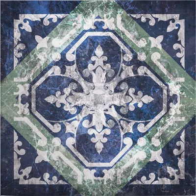 Produktbild von Leinwandbild Kunst 50 x 50 cm - Wandbild Blau Grün - Keilrahmen Retro Vintage Abstrakt Wohnzimmerdeko Wanddeko Wandgemälde