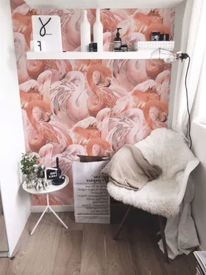 Produktbild von Coloray Fototapete 312x219 cm An Einer Wand Latex Latextapete - Utensilien-Flamingo-Vogel