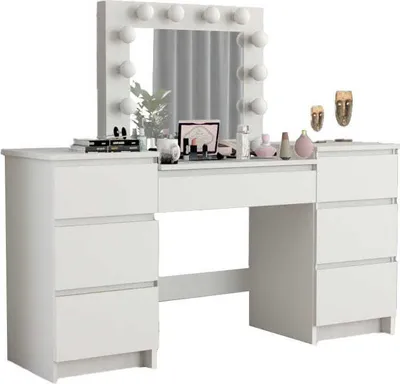 Produktbild von Schminktisch Mit Spiegel Weiß Mit Spiegel 12 Led Visagist Beti8