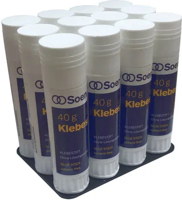 Produktbild von 12 x Klebestift 40g Kleber Soennecken Klebstoff Glue Klebestick Leim Tuben