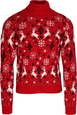 Produktbild von Herren Strickpullover Rollkragen Pullover Sweater Winter Pulli Weihnachten Warm 2XL Rot