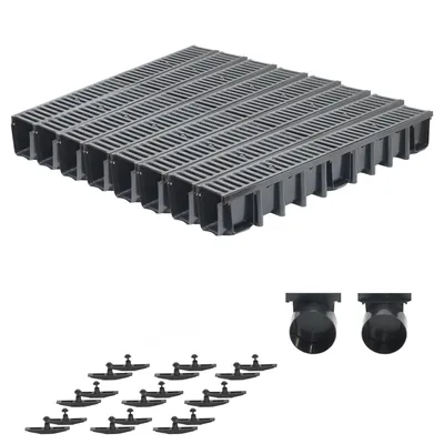 Produktbild von SPEEDPLANT Entwässerungsrinne C250 mit Gussrost, PKW- & LKW-befahrbar – 8 m Bodenrinne, 25 t Belastbarkeit, Tiefe 148 mm, inkl. Zubehör