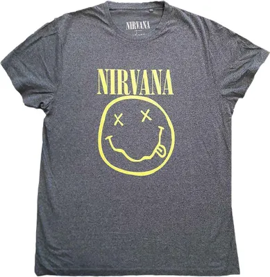 Produktbild von Nirvana T-Shirt Yellow Happy Face (Back Print) Uni Brindle M