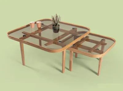 Produktbild von Moderne Holztische Designer Wohnzimmer Sofatische  Glastische