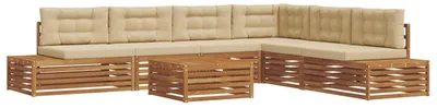 Produktbild von vidaXL Outdoor-Sofagarnitur mit Kissen 7 Stück Natur und Beige